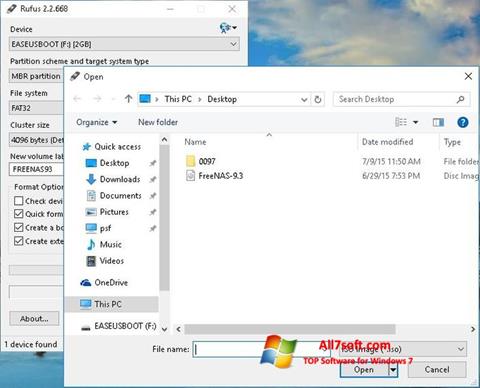 Στιγμιότυπο οθόνης Rufus Windows 7