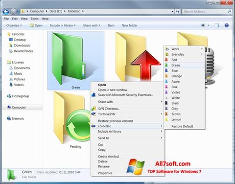 Στιγμιότυπο οθόνης FolderIco Windows 7