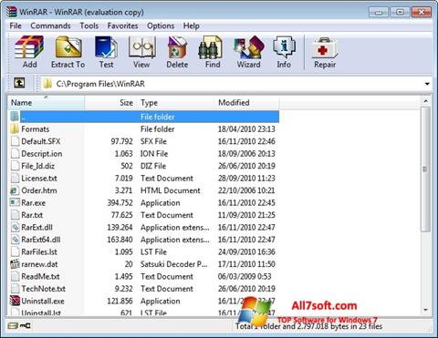 Στιγμιότυπο οθόνης WinRAR Windows 7