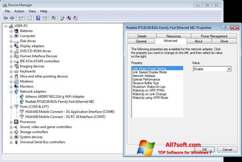 Στιγμιότυπο οθόνης REALTEK RTL8139 Windows 7