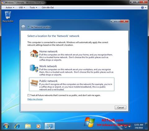 Στιγμιότυπο οθόνης Windows Virtual PC Windows 7