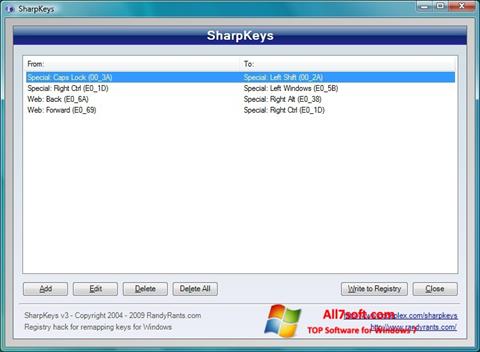 Στιγμιότυπο οθόνης SharpKeys Windows 7