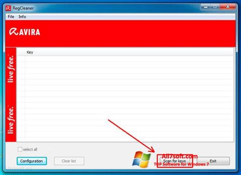 Στιγμιότυπο οθόνης Avira Registry Cleaner Windows 7