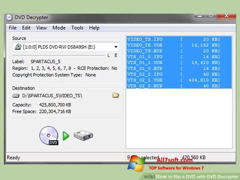 Στιγμιότυπο οθόνης DVD Decrypter Windows 7