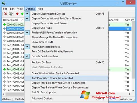 Στιγμιότυπο οθόνης USBDeview Windows 7