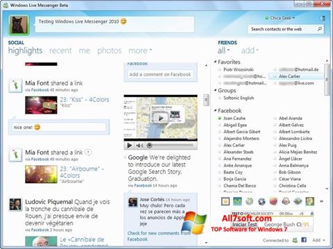 Στιγμιότυπο οθόνης Windows Live Messenger Windows 7