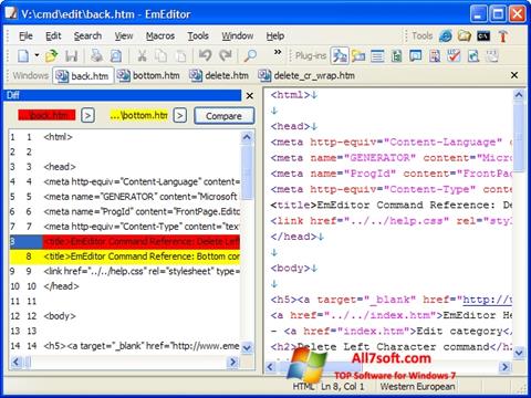 Στιγμιότυπο οθόνης EmEditor Windows 7