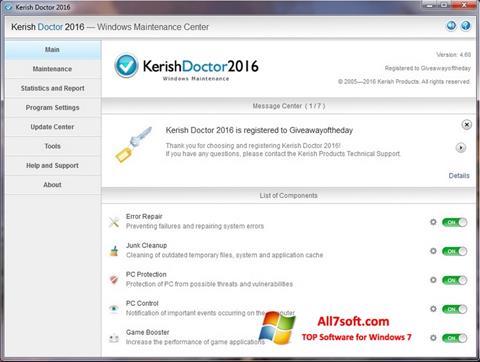 Στιγμιότυπο οθόνης Kerish Doctor Windows 7