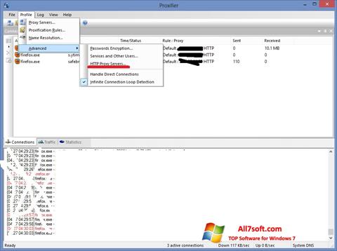 Στιγμιότυπο οθόνης Proxifier Windows 7