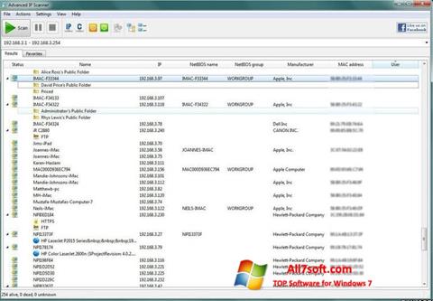 Στιγμιότυπο οθόνης Advanced IP Scanner Windows 7