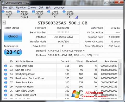Στιγμιότυπο οθόνης CrystalDiskInfo Windows 7
