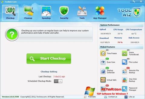 Στιγμιότυπο οθόνης Toolwiz Care Windows 7