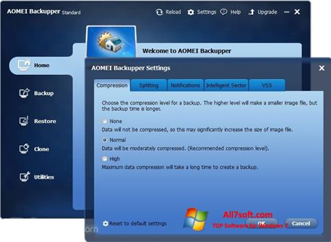 Στιγμιότυπο οθόνης AOMEI Backupper Windows 7