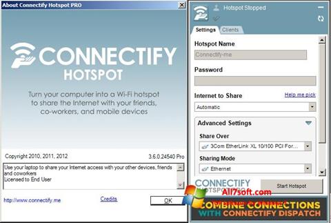 Στιγμιότυπο οθόνης Connectify Hotspot PRO Windows 7