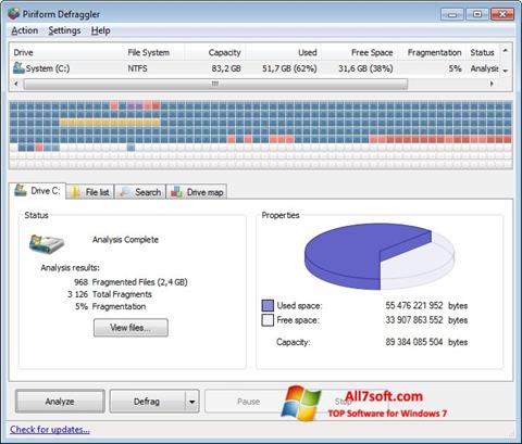 Στιγμιότυπο οθόνης Defraggler Windows 7