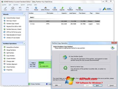 Στιγμιότυπο οθόνης AOMEI Partition Assistant Windows 7