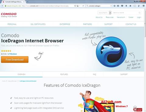 Στιγμιότυπο οθόνης Comodo IceDragon Windows 7