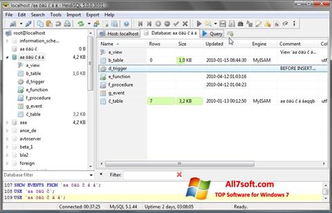 Στιγμιότυπο οθόνης HeidiSQL Windows 7