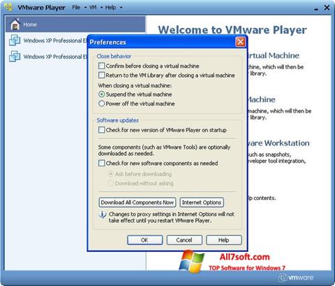 Στιγμιότυπο οθόνης VMware Player Windows 7