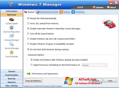 Στιγμιότυπο οθόνης Windows 7 Manager Windows 7