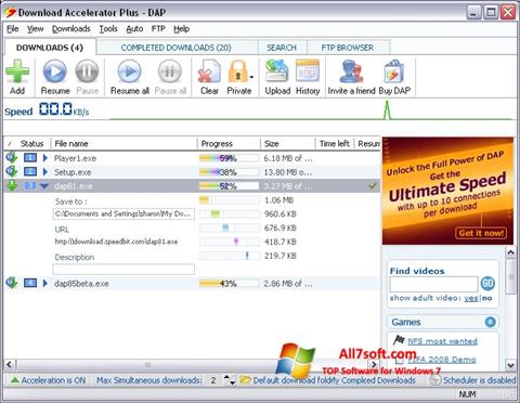 Στιγμιότυπο οθόνης Download Accelerator Plus Windows 7