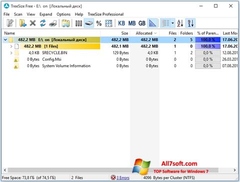 Στιγμιότυπο οθόνης TreeSize Free Windows 7