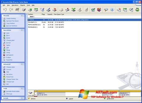 Στιγμιότυπο οθόνης Acronis Disk Director Suite Windows 7