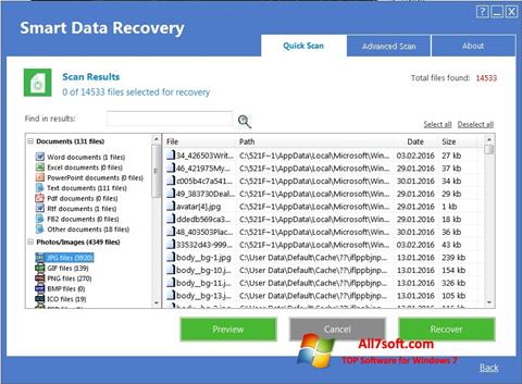 Στιγμιότυπο οθόνης Smart Data Recovery Windows 7