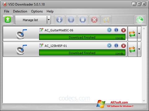 Στιγμιότυπο οθόνης VSO Downloader Windows 7
