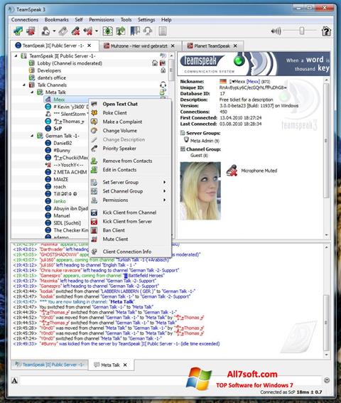 Στιγμιότυπο οθόνης TeamSpeak Windows 7