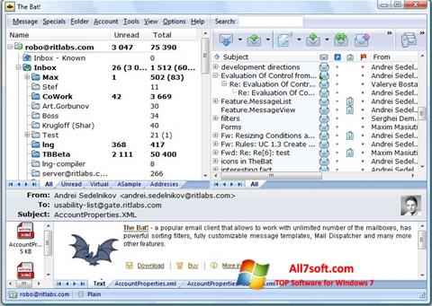Στιγμιότυπο οθόνης The Bat! Windows 7