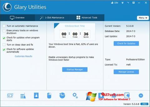 Στιγμιότυπο οθόνης Glary Utilities Pro Windows 7