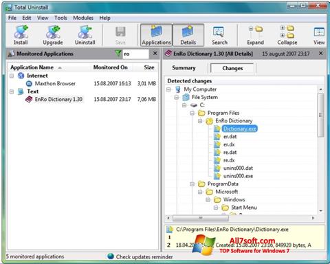 Στιγμιότυπο οθόνης Total Uninstall Windows 7