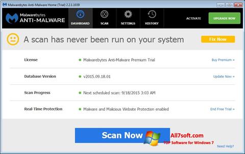 Στιγμιότυπο οθόνης Malwarebytes Anti-Malware Windows 7
