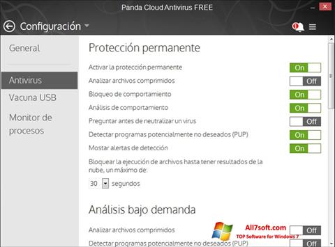 Στιγμιότυπο οθόνης Panda Cloud Windows 7