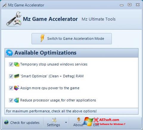 Στιγμιότυπο οθόνης Mz Game Accelerator Windows 7