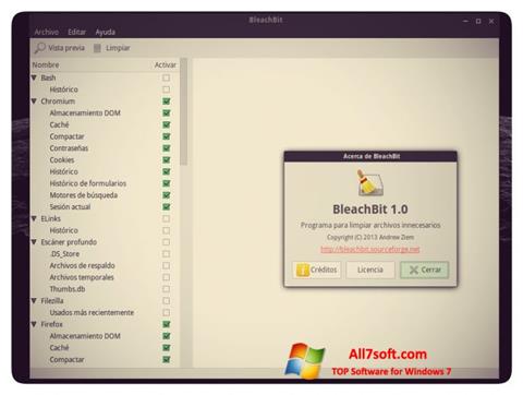 Στιγμιότυπο οθόνης BleachBit Windows 7