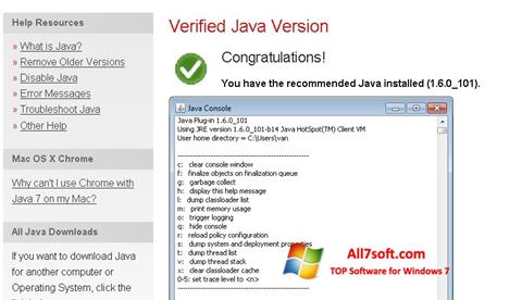 Στιγμιότυπο οθόνης Java Windows 7