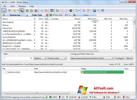 Στιγμιότυπο οθόνης DC++ Windows 7