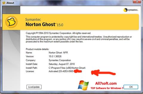 Στιγμιότυπο οθόνης Norton Ghost Windows 7