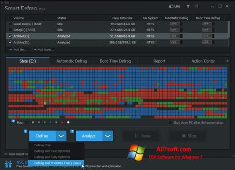 Στιγμιότυπο οθόνης Smart Defrag Windows 7