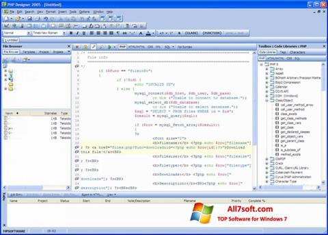 Στιγμιότυπο οθόνης phpDesigner Windows 7