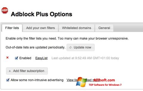 Στιγμιότυπο οθόνης Adblock Plus Windows 7