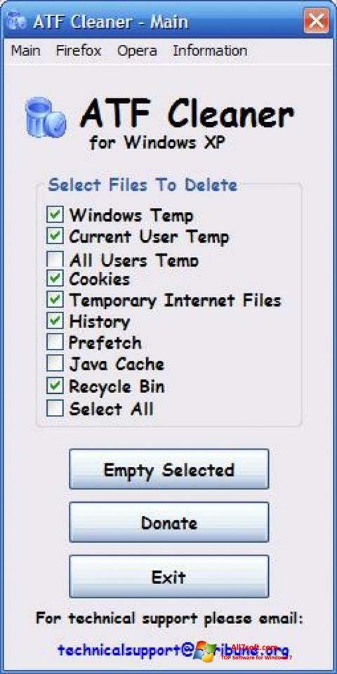 Στιγμιότυπο οθόνης ATF Cleaner Windows 7