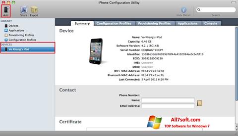 Στιγμιότυπο οθόνης iPhone Configuration Utility Windows 7