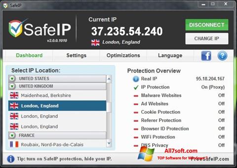 Στιγμιότυπο οθόνης SafeIP Windows 7