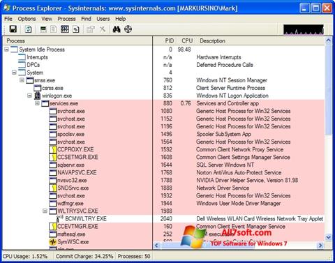 Στιγμιότυπο οθόνης Process Explorer Windows 7