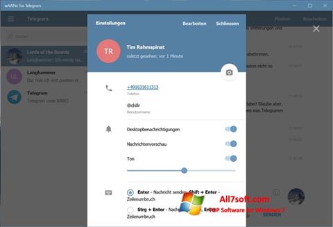 Στιγμιότυπο οθόνης Telegram Windows 7