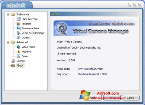 Στιγμιότυπο οθόνης VCam Windows 7