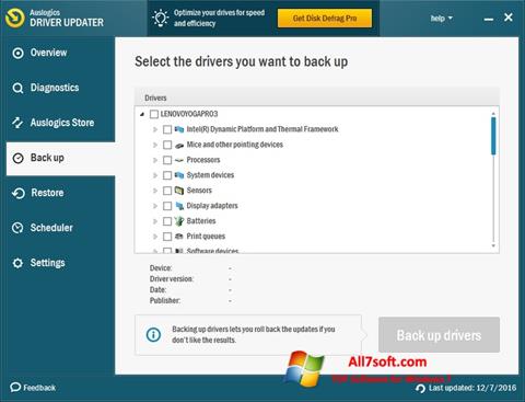 Στιγμιότυπο οθόνης Auslogics Driver Updater Windows 7